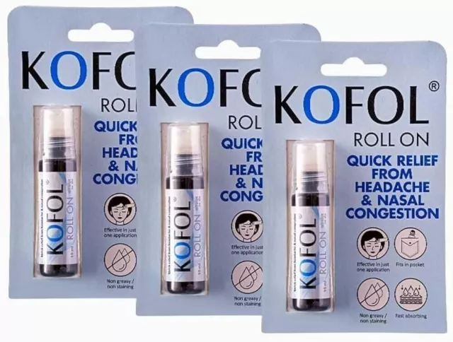 Charak Kofol Roll On –For Headache & Nasal Congestion Cold & Cough - Pack of 3