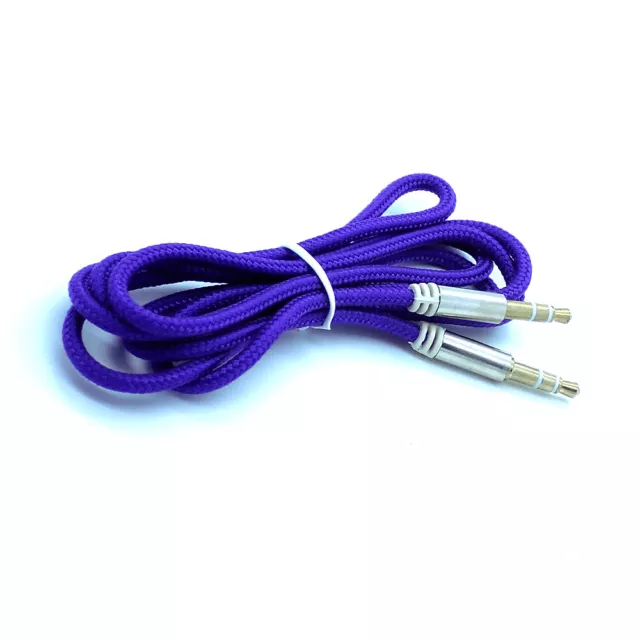 AUX-Kabel 3,5 mm Buchse Audio Hilfsleitung 1 m stark geflochten Stereo Stecker Auto MP3 2