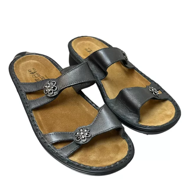 Naot Silver Pewter Leather Studded Slip-on Shoes Sandals Slide 41 US 10 NEW