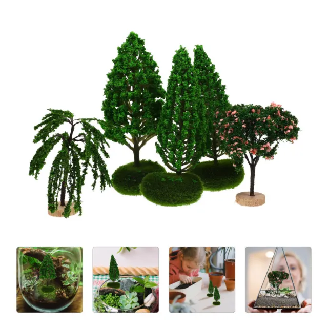 5 piezas Mini Figura de Árbol de Jardín Miniatura Planta de Jardín Adorno Micro Paisaje
