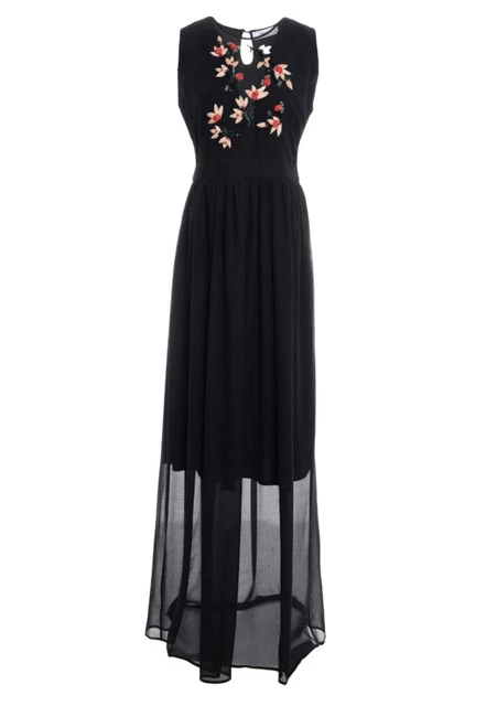 BLUGIRL BLUMARINE Abito Lungo Vestito Nero con Ricami tg.44