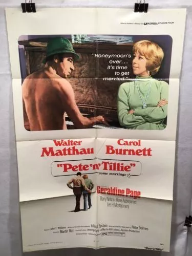 Original 1973 "Pete 'N' Tillie" 1 Sheet Movie Poster 27"x 41" Walter Matthau