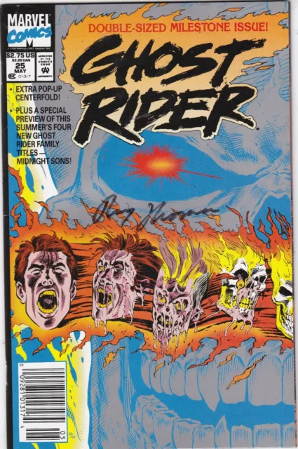 Ghost Rider #25 Vf/Nm 1992 Marvel Comics Signed By Roy Thomas W/ Coa Newstand
