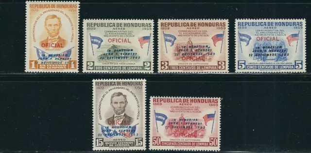 Honduras 1964 Kennedy Jfk 'IN Memoriam' Sovrastampato Set (Sc C325-330) VF MNH