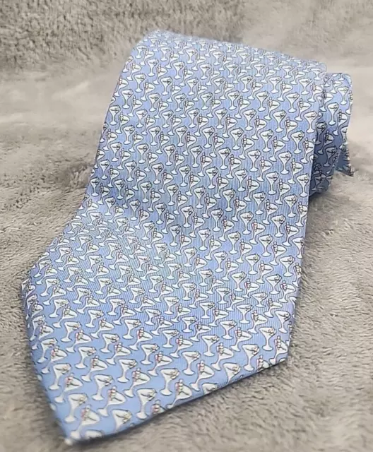 Vineyard Vines Tie Mens Blue Martini Marthas Vineyard 100% Silk Hand Made USA