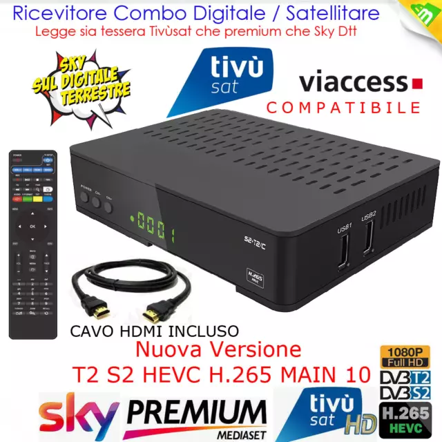 DECODER MEDIASET PREMIUM INTERATTIVO HD FULL HD evo HD LETTORE TIVUSAT DVB-T2