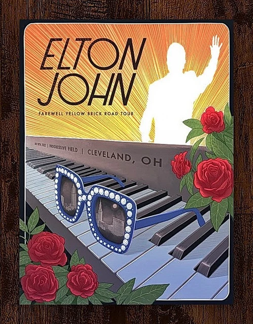 Elton John Farewell Yellow Brick Road Tour Cleveland, OH Gig Print AP 18x24
