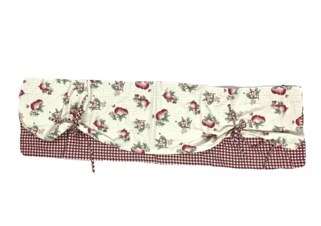 Vintage Apple Valance 80s Versa Tie for Anchor Home  Curtain Fruit Red Gingham