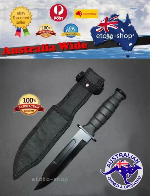 Sharp Pig Tactical Bowie Survival Camping Hunting Knife Partially Serrated