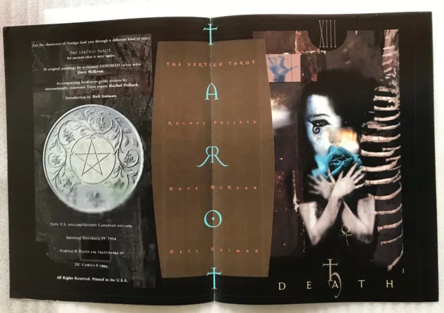 DEATH Sandman promo poster unused VERTIGO TAROT 1995 Dave McKean RARE DC Comics 3