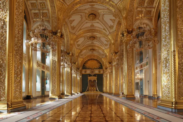 Papier Peint Photo INTISSÉ-PALAIS du GRAND KREMLIN-(968V)-Mural Château Or Ville