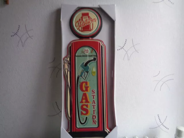 Tole Metal Pompe Gas Station 63 X 24 Cms Non Plaque Emaillee Ancienne