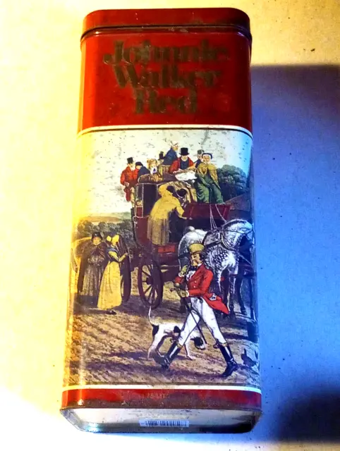Vintage Johnnie Walker Red Label Collectible Tin Can 1.75 Litres 1983 carriage
