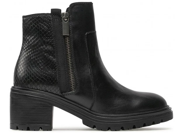 Bottines Chelsea Femme GEOX D26QCB Bottes à Gros Talon Une Cheville Cuir Noir