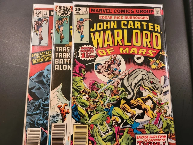 Marvel Comics John Carter Warlord of Mars Key Issues 1, 11, 18 Lot of 3 Books