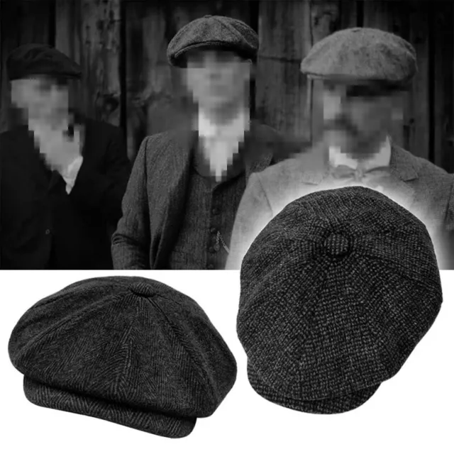 Gorra Newsboy Sombrero Peaky Blinders Gatsby Boina Tweed Panadero Espina de arenque 100% algodón