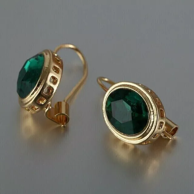 4Ct Oval Cut Lab Created Emerald Drop & Dangle Earrings 14K Yellow Gold Plated