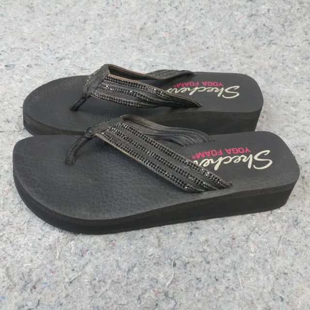 Skechers Sandals Yoga Foam Womens 8 Flip Flop Shoes Black Comfort Slip On