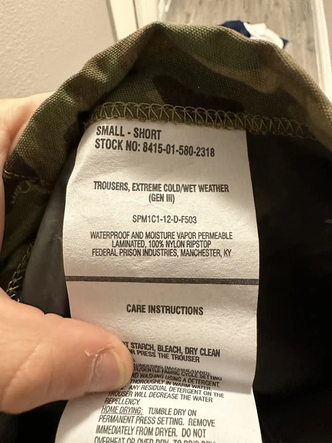 Gen Iii L6 Ocp Extreme Cold Wet Weather Trousers Ecwcs Sz: Small Short New 2