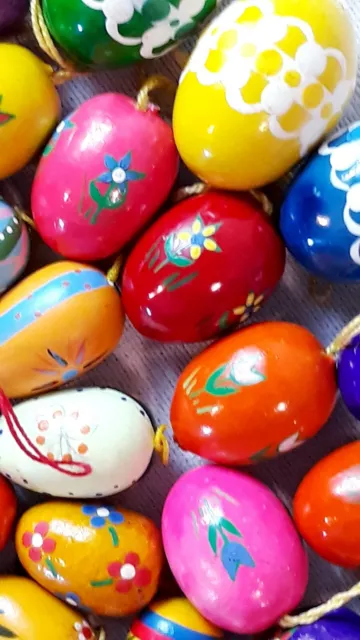 Lot-37 Vintage Paper Mache Hand Painted Folk Art Easter/Christmas Eggs Colorful