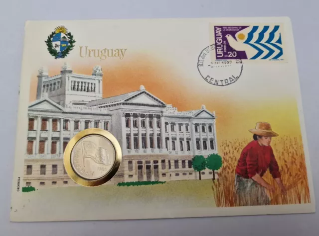 5 PESO 1980 Envelope Stamp Excellent Condition Coin URUGUAY