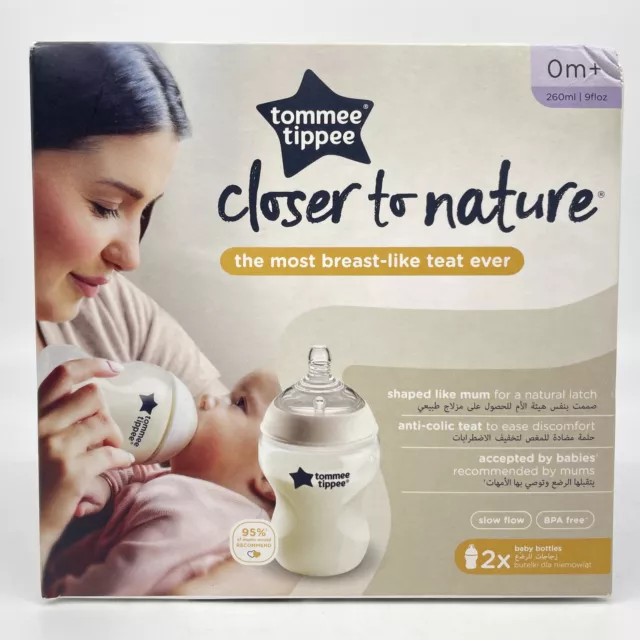 Tommee Tippee Closer to Nature Babyflaschen mit langsamem Durchfluss, 0 m+, je 2