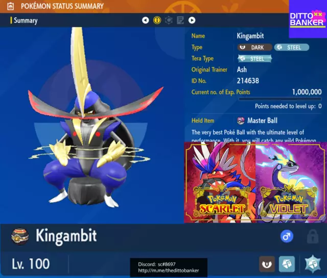 KINGAMBIT ⚡SHINY⚡/NORMAL 6IV BATTLE READY VGC 23 - POKEMON SCARLET AND  VIOLET