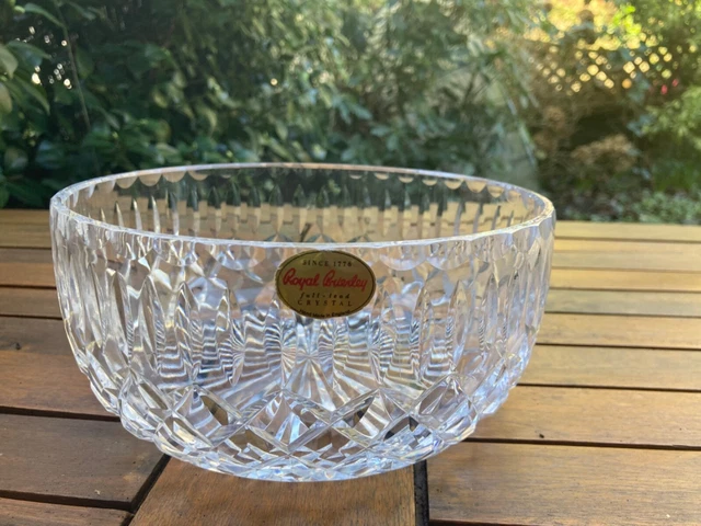 Royal Brierley ASCOT Lead Crystal Cut Glass Fruit / Trifle Bowl  Unused Signed