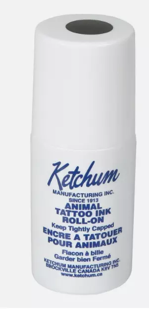 Ketchum Tattoo Ink Black 2 oz Roll On Applicator Clean Livestock Pets Pigs