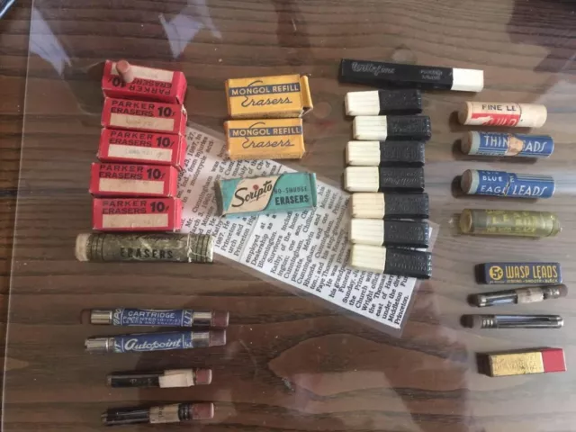Vintage Lot pencil lead and erasers