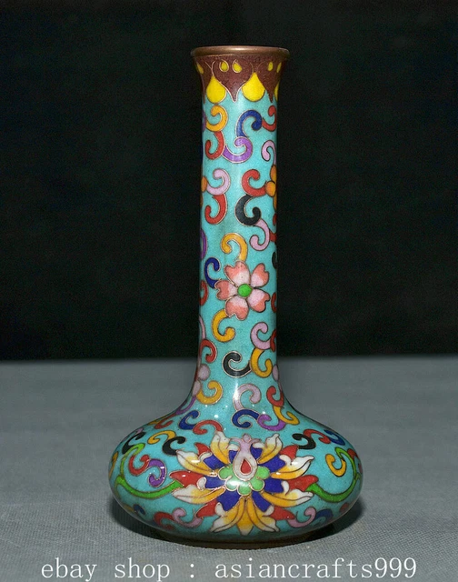 6.6" Ancient Chinese Dynasty Palace Cloisonne Enamel Bronze Flower Vase Bottle