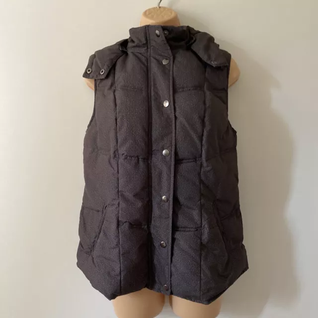 TU Womens Gilet Jacket Grey Padded Detachable Hood Zip Pockets Casual Size 10