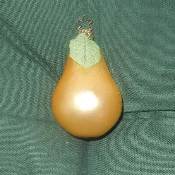 Vtg Old World Christmas Gold Glass Pear Ornament
