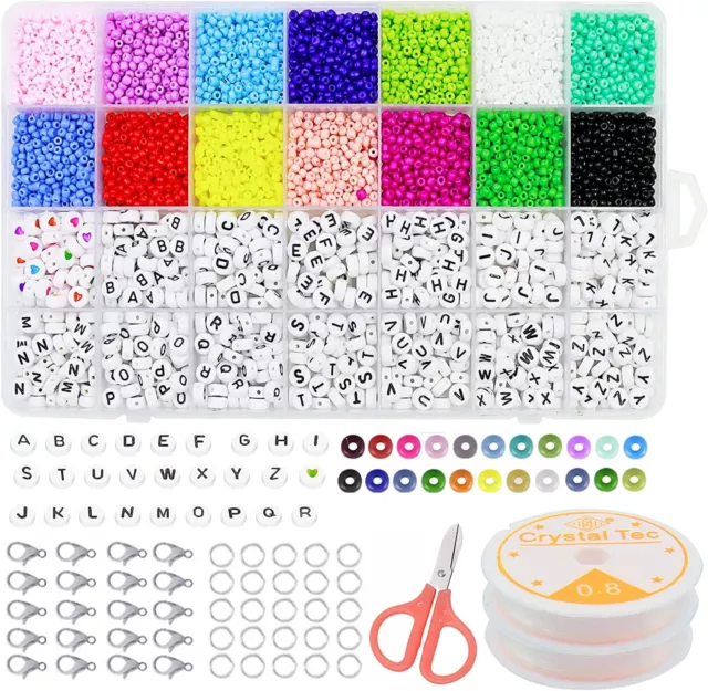 Glasperlen Set,Mini Perlen,Seed Beads für Armbänder,5800PCS 3mm,14 farbige