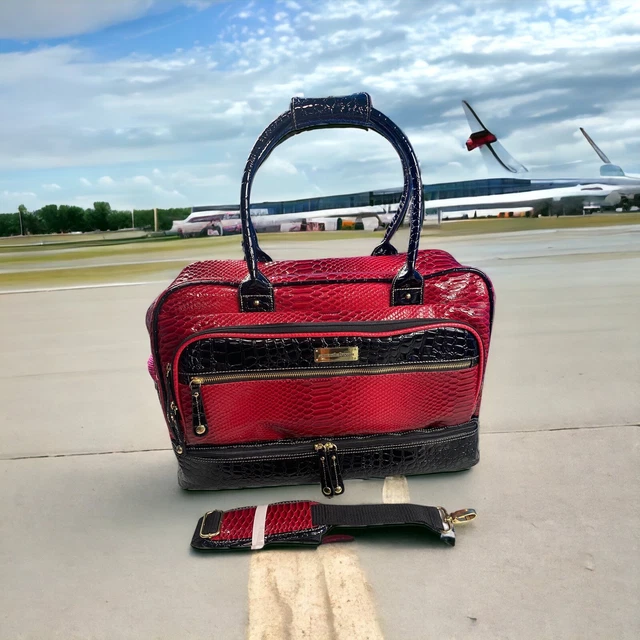 samantha brown croco embossed luggage EUC 13” Tall