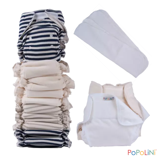 Popolini Ultra Fit Interlock Soft Windeln 3-15 Kg Stoffwindeln Komplettset NEU