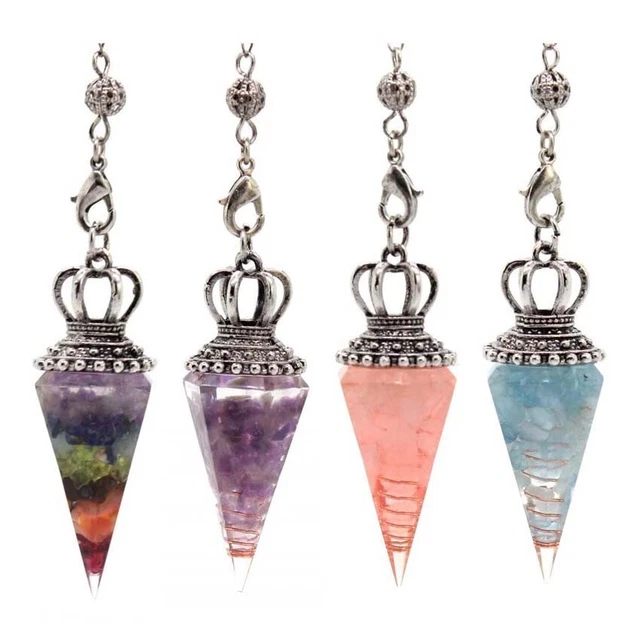 Natural Healing Crystal Pendulum Amethyst Rose Quartz Reiki Chakra Stone Pendant