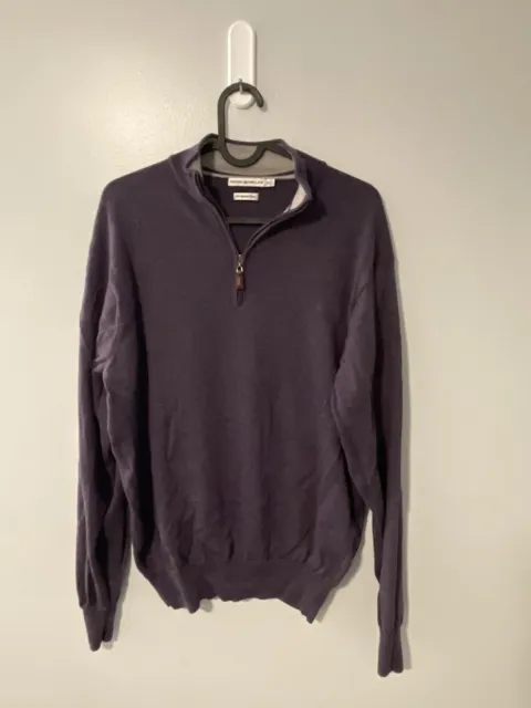 Peter Millar Mens 100% Merino Wool 1/4 Zip Pullover Sweater Purple Size M EUC