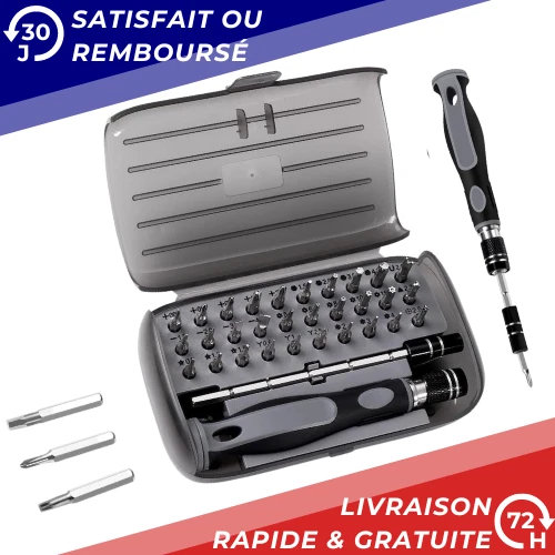 Kit Tournevis De Précision WORKPRO 44 Pièces - 42 Embouts Acier S2 Pour Réparation Électronique, Montre, PC