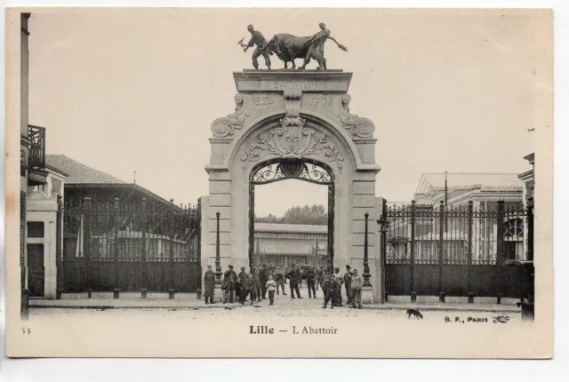 LILLE - North - CPA 59 - The Slaughterhouse - the animated entrance