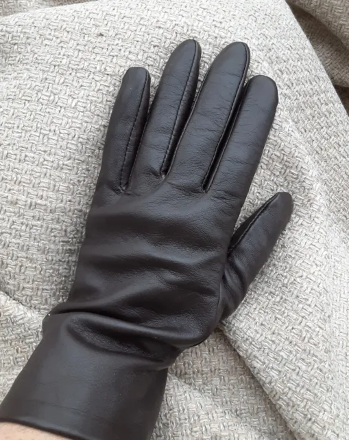 WPL 9522 Size XXL Dark Brown 100% Genuine Leather Ladies Gloves Polyester Lined
