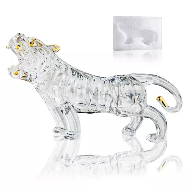 Crystal Wild Animal Figurine Tiger Statue Collectibles Glass Ornament Decoration