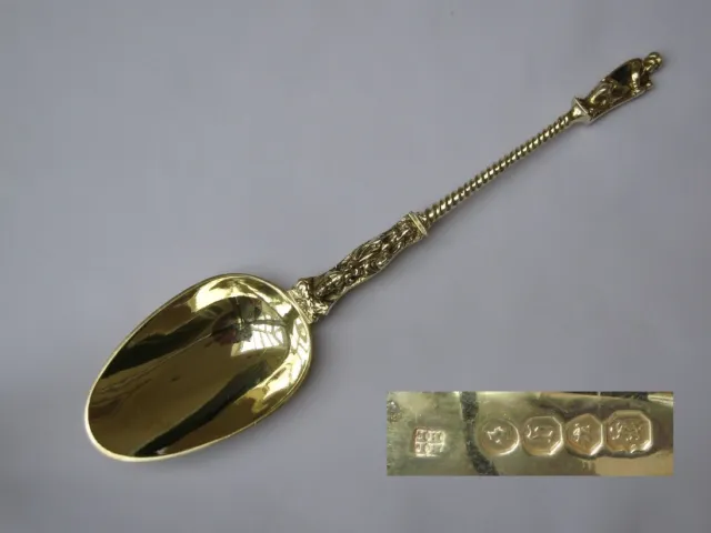 Stunning Original English Sterling Silver Victorian Gold Gilt Apostle Spoon 1862