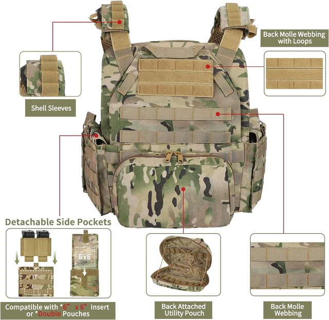 HUNTIT Tactical Vest Quick Release Airsoft Vest Adjustable 3D Breathable Vest
