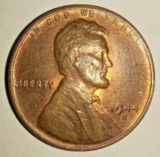 1944 S Usa Lincoln Head Penny - Small Cent - One Us Cent Coin - Wheat 1944-S