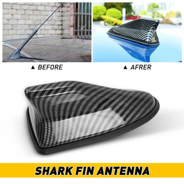 1x Carbon Fiber Shark Fin Roof Antenna Radio AM/FM Signal Aerial Car Accessories