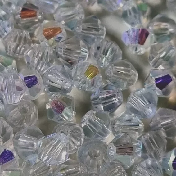 25 Perles Cristal - TOUPIES SWAROVSKI - CRYSTAL BLANC "AB" irisé  - 4 mm 2