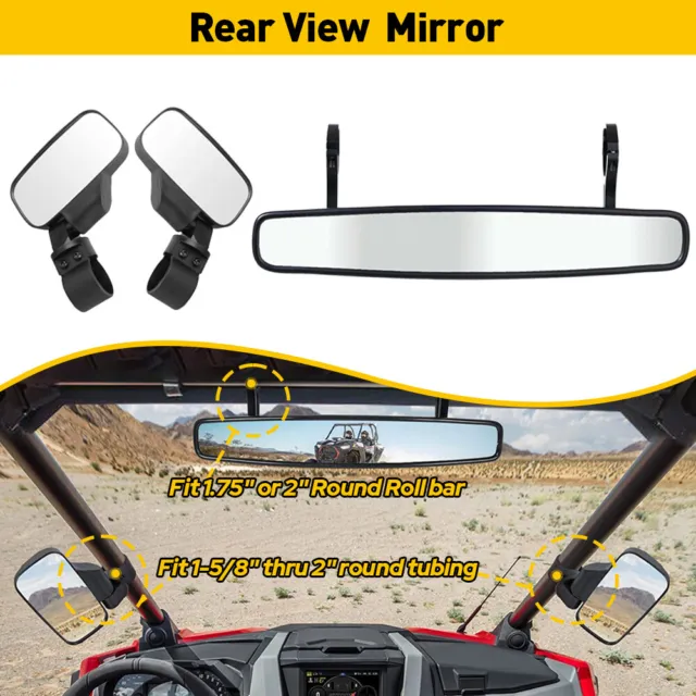 Rear View Center Mirror & Side Mirror Fits Polaris RZR PRO XP 4 Honda Talon 1000