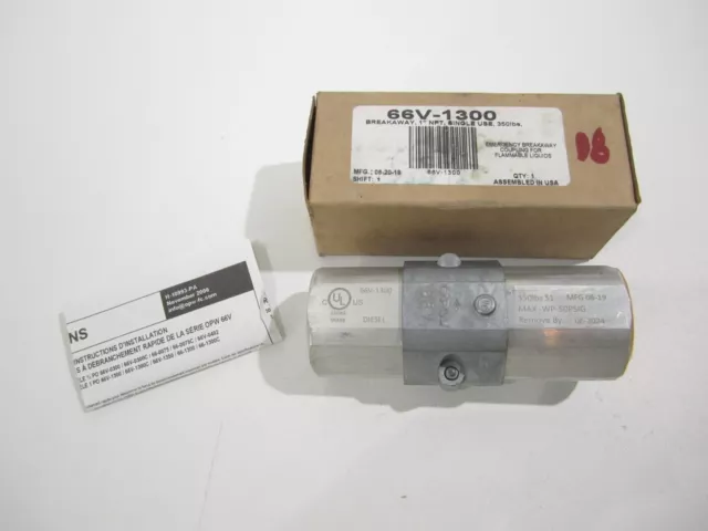 NOS Breakaway Connector 66V-1300-1" 1" OPW New Old Stock (D8)