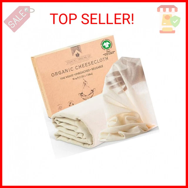 Organic Unbleached Cotton Cheesecloth for Straining, GOTS Certified, Fine Reusab
